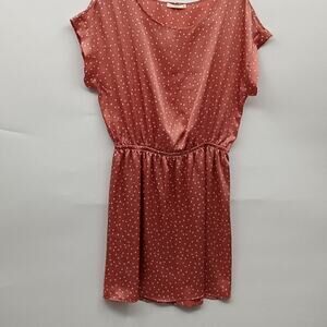 Le Lis Women's Pink & White Polka Dot Short Sleeve Boat Neck Dress Size Medium